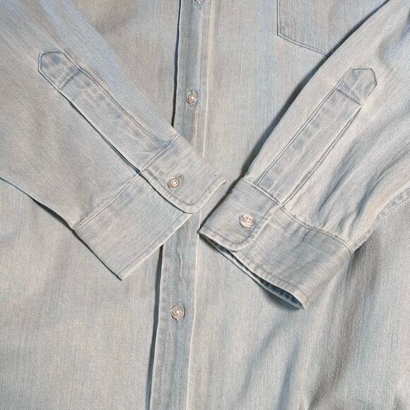 Quince Distressed Denim Shirt Dress.Size XL Light Chambray Blue - Picture 5 of 8